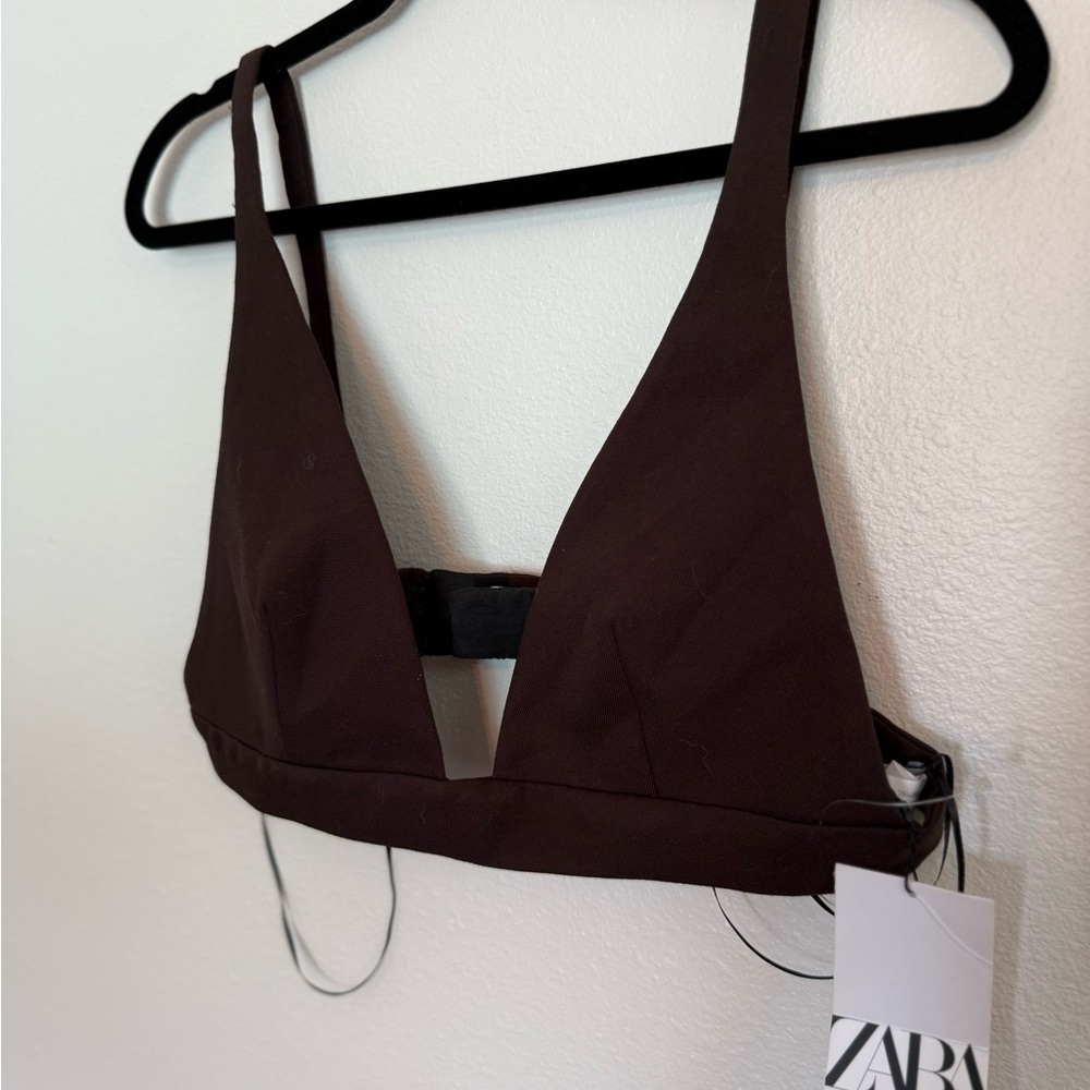 Zara Brown Triangle Bralette Soft Bra